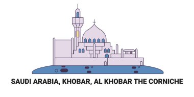 Suudi Arabistan, Khobar, Al Khobar Corniche seyahat çizgisi vektör çizimi