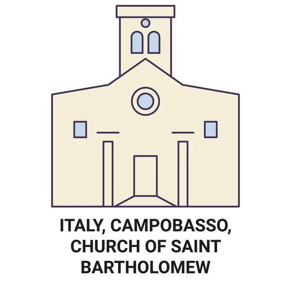 Italia Campobasso Iglesia San Bartolomé Recorrido Hito Línea Vector Ilustración — Vector de stock