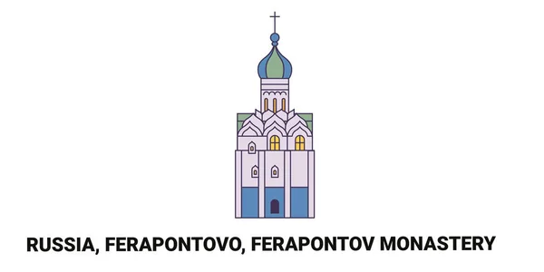 Russland Ferapontovo Kloster Reise Wahrzeichen Linie Vektor Illustration — Stockvektor