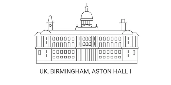 England Birmingham Aston Hall Resa Landmärke Linje Vektor Illustration — Stock vektor