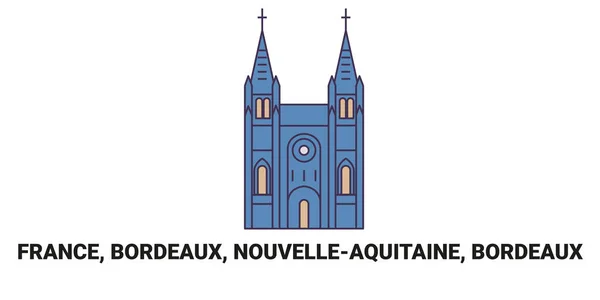 Fransa Bordeaux Nouvelleaquitaine Bordeaux Seyahat Çizgisi Vektör Ilüstrasyonu — Stok Vektör