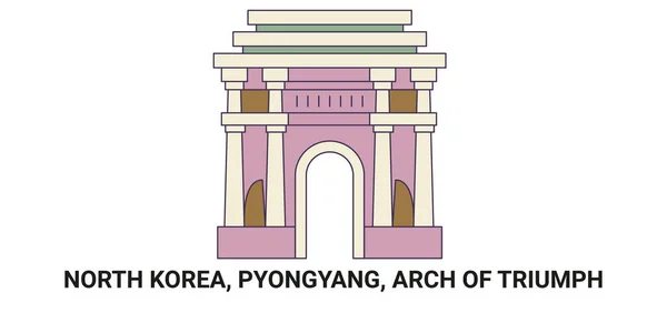 Corée Nord Pyongyang Arc Triomphe Illustration Vectorielle Ligne Repère Voyage — Image vectorielle