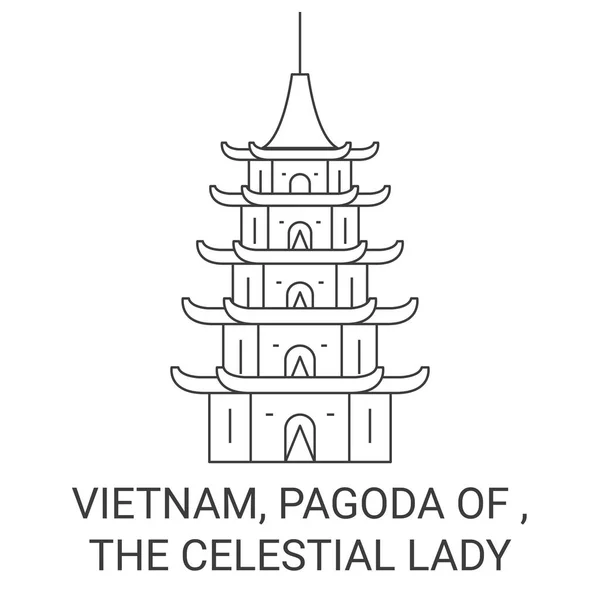 Єтнам Pagoda Celestial Lady Travels Landmark Line Visory — стоковий вектор