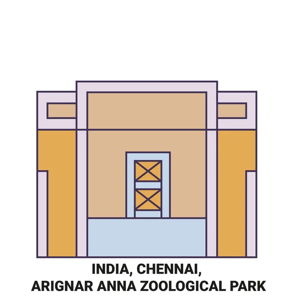India Chennai Arignar Anna Zoological Park Travels Landmark Line Vector — стоковий вектор