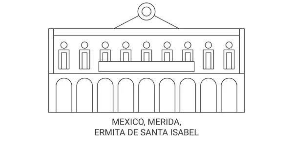 Meksika Merida Ermita Santa Isabel Seyahat Çizgisi Çizimi — Stok Vektör