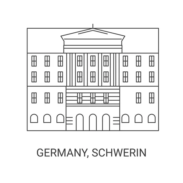 Deutschland Schwerin Reise Meilenstein Linienvektorillustration — Stockvektor