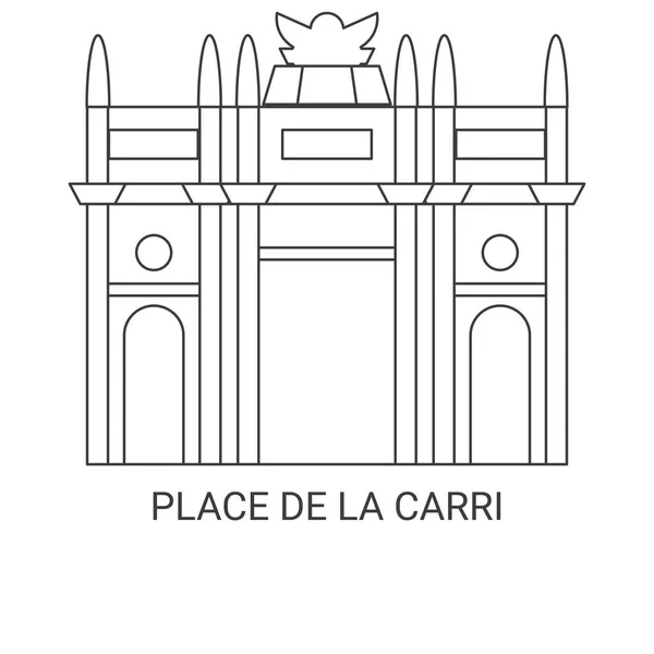 França Place Carri Viagem Marco Linha Vetor Ilustração —  Vetores de Stock