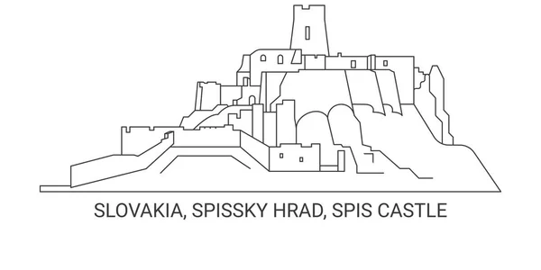 Slovaquie Spissky Hrad Spis Castle Illustration Vectorielle Ligne Voyage Historique — Image vectorielle