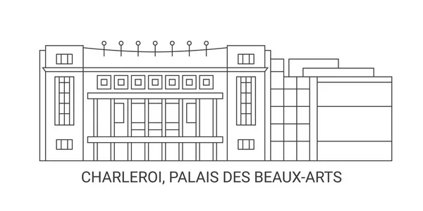 Belgien Charleroi Palais Des Beauxarts Reise Meilenstein Linienvektorillustration — Stockvektor