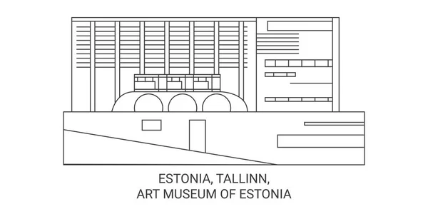 Estonya Tallinn Estonya Sanat Müzesi Seyahat Çizgisi Çizelgesi Çizimi — Stok Vektör