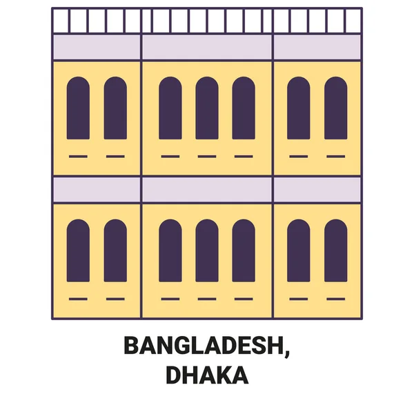 Bangladeş Dhaka Seyahat Çizgisi Vektör Illüstrasyonu — Stok Vektör