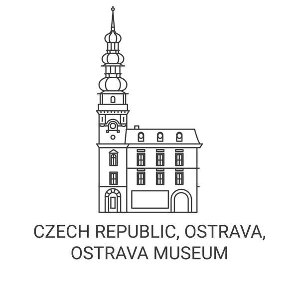República Checa Ostrava Museo Ostrava Recorrido Hito Línea Vector Ilustración — Archivo Imágenes Vectoriales
