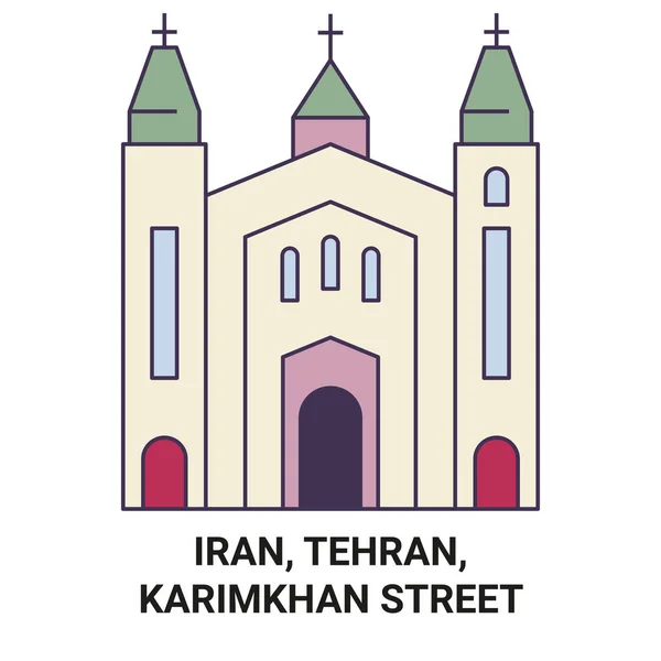 Irão Teerão Karimkhan Street Travel Landmark Line Vector Illustration —  Vetores de Stock