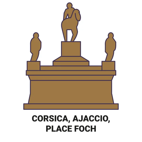 France Corsica Ajaccio Place Foch Travel Landmark Line Vector Illustration — Stock Vector