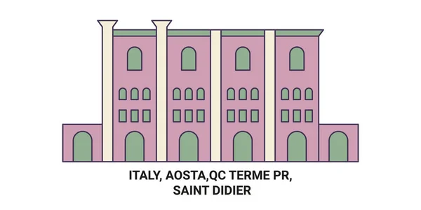 Italië Aosta Terme Saint Didier Reizen Oriëntatiepunt Vector Illustratie — Stockvector