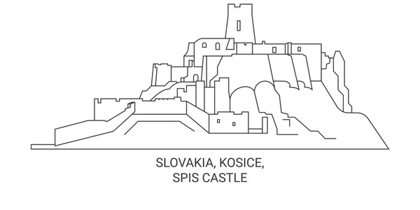 Slovaquie Kosice Spis Castle Voyage Illustration Vectorielle Ligne Historique — Image vectorielle