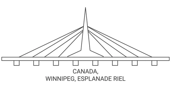 加拿大 温尼伯 Esplanade Riel旅行地标线矢量说明 — 图库矢量图片