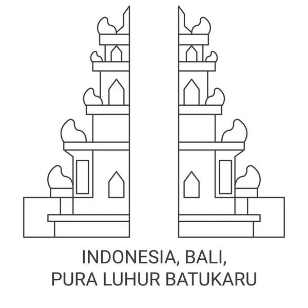 Indonesia Bali Pura Luhur Batukaru Uraian Vektor Garis Markah Tanah - Stok Vektor