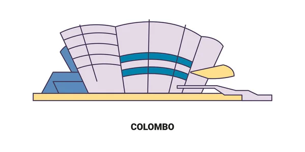 Sri Lanka Colombo Viagem Marco Linha Vetor Ilustração —  Vetores de Stock