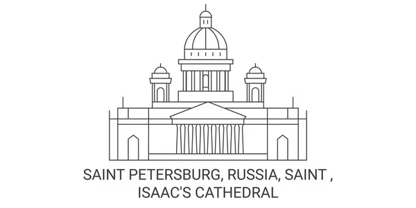 Rússia São Petersburgo Saint Isaacs Catedral Viagem Marco Linha Vetor — Vetor de Stock