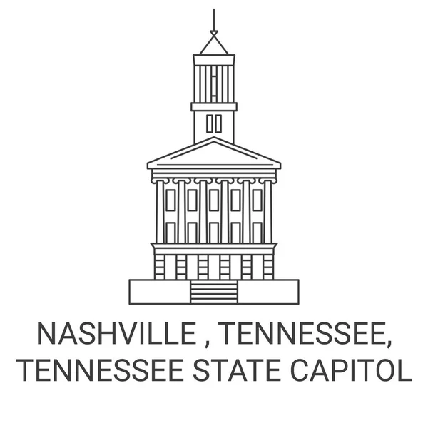 stock vector United States, Nashville , Tennessee, Tennessee State Capitol travel landmark line vector illustration