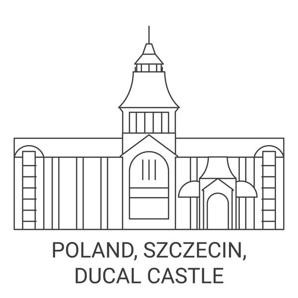 Polen Szczecin Ducal Castle Resa Landmärke Linje Vektor Illustration — Stock vektor