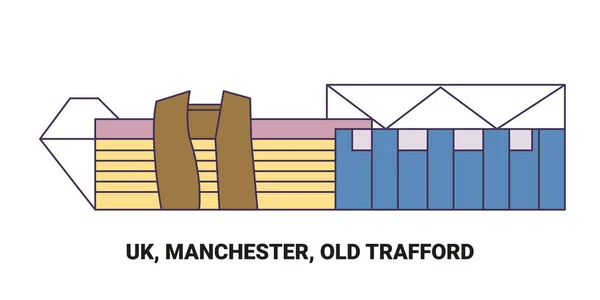 Anglia Manchester Old Trafford Utazás Mérföldkő Vonal Vektor Illusztráció — Stock Vector
