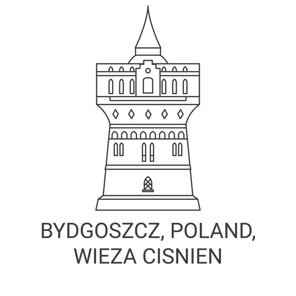 Polska Bydgoszcz Wieza Cisnien Podróżować Punkt Orientacyjny Linia Wektor Ilustracja — Wektor stockowy