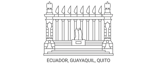 Εκουαδόρ Guayaquil Κίτο Malecn 000 Διαδρομή Ορόσημο Γραμμή Διανυσματική Απεικόνιση — Διανυσματικό Αρχείο