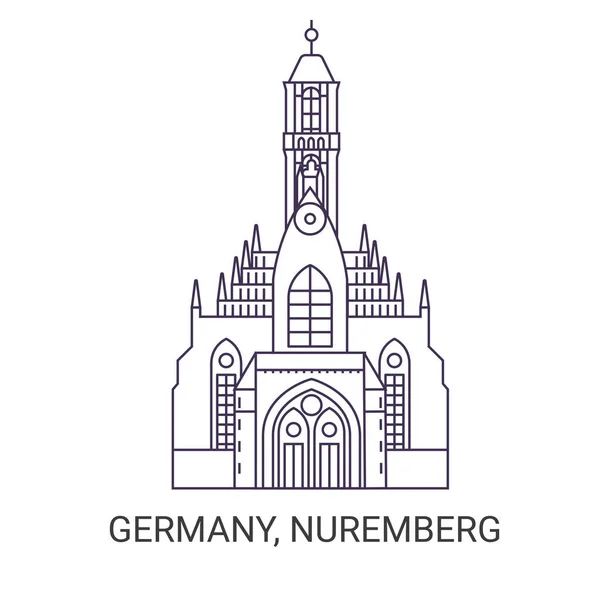 Deutschland Nürnberg Reise Meilenstein Linienvektorillustration — Stockvektor