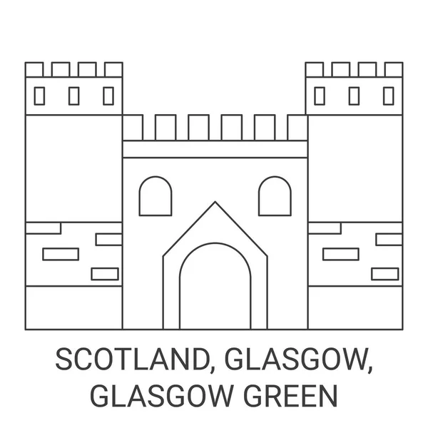 Scotland Glasgow Glasgow Green Travels Landmark Line Vector Illustration — стоковий вектор