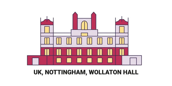 England Nottingham Wollaton Hall Resa Landmärke Linje Vektor Illustration — Stock vektor