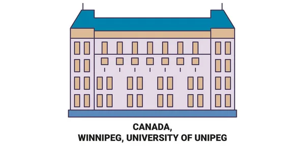 Kanada Winnipeg Universität Von Unipeg Reise Meilenstein Linienvektorillustration — Stockvektor