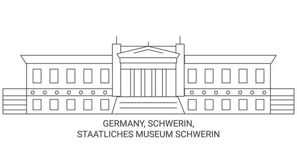 Niemcy Schwerin Staatliches Museum Schwerin Podróż Punkt Orientacyjny Linia Wektor — Wektor stockowy