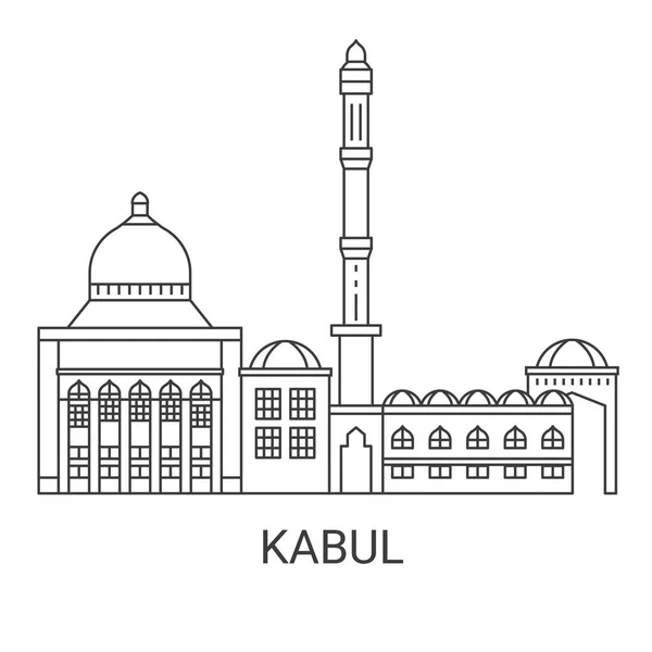 Afghanistan Kaboul Illustration Vectorielle Ligne Historique Voyage — Image vectorielle