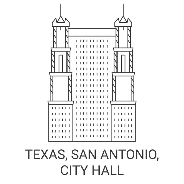 Vereinigte Staaten Texas San Antonio City Hall Reise Meilenstein Linie — Stockvektor