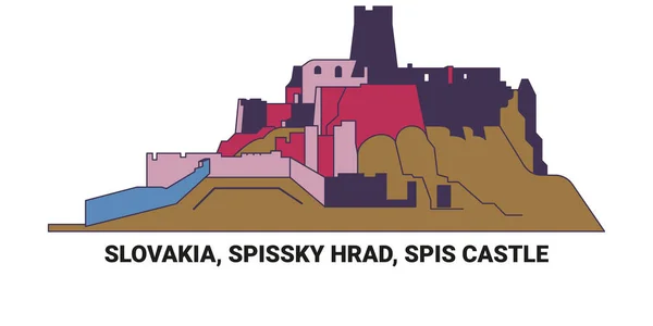 Slovaquie Spissky Hrad Spis Castle Illustration Vectorielle Ligne Voyage Historique — Image vectorielle