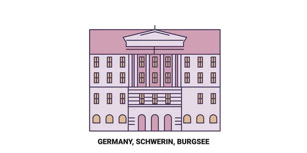 Γερμανία Schwerin Burgsee Ταξιδιωτικό Ορόσημο Γραμμή Διανυσματική Απεικόνιση — Διανυσματικό Αρχείο