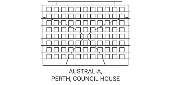 Australia Perth Council House Travel Landmark Line Vector Illustration — Stock Vector