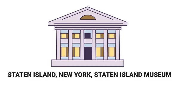 stock vector United States, Staten Island, New York, Staten Island Museum, travel landmark line vector illustration