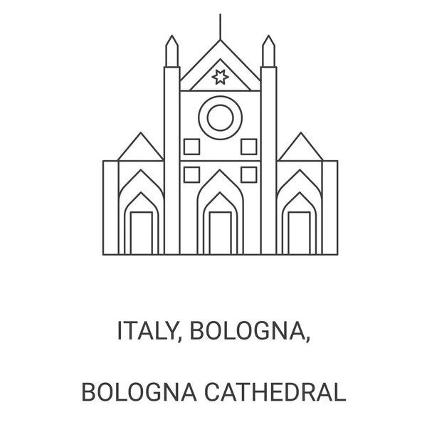 Italia Bolonia Catedral Bolonia Recorrido Hito Línea Vector Ilustración — Archivo Imágenes Vectoriales