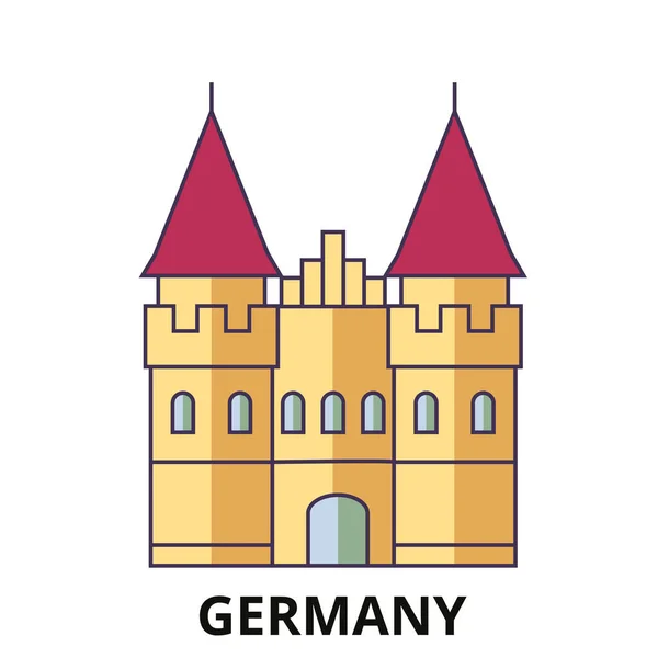 Tyskland Slott Resa Landmärke Linje Vektor Illustration — Stock vektor