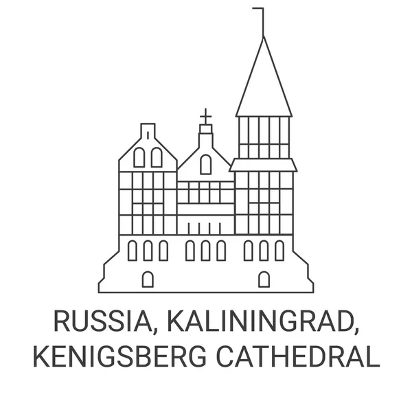 Rusland Kaliningrad Knigsberg Kathedraal Reizen Oriëntatiepunt Lijn Vector Illustratie — Stockvector