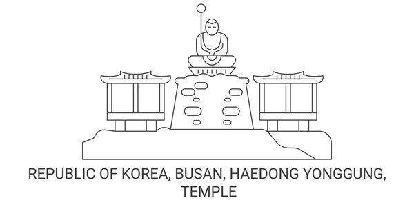 Republika Korei Pusan Haedong Yonggung Świątynia Podróży Punkt Orientacyjny Linii — Wektor stockowy
