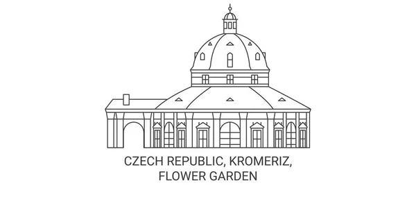 Tschechische Republik Kromeriz Flower Garden Reise Meilenstein Linie Vektor Illustration — Stockvektor
