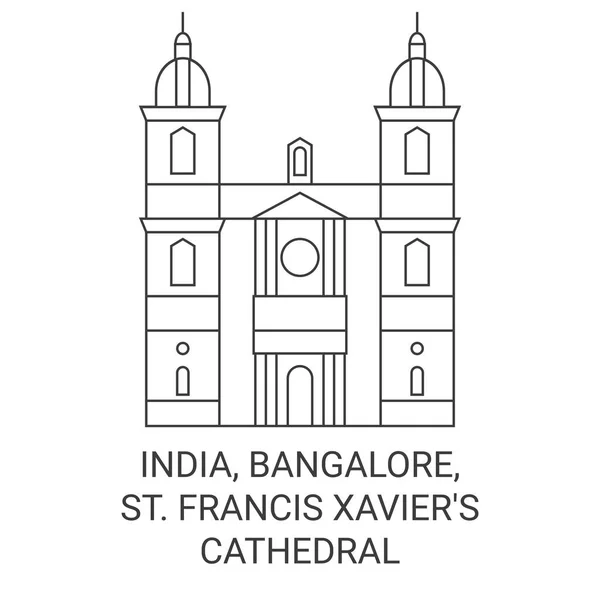 Indien Bangalore Francis Xaviers Kathedrale Reise Wahrzeichen Linie Vektor Illustration — Stockvektor