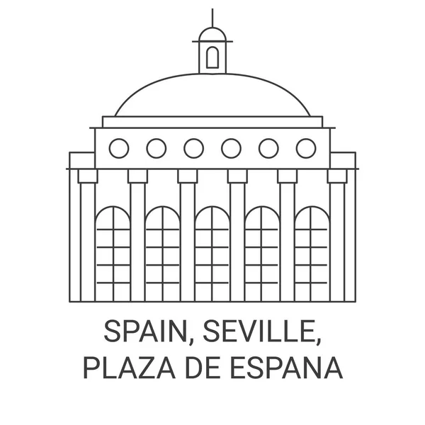 Spanien Sevilla Plaza Espaa Reise Meilenstein Linienvektorillustration — Stockvektor