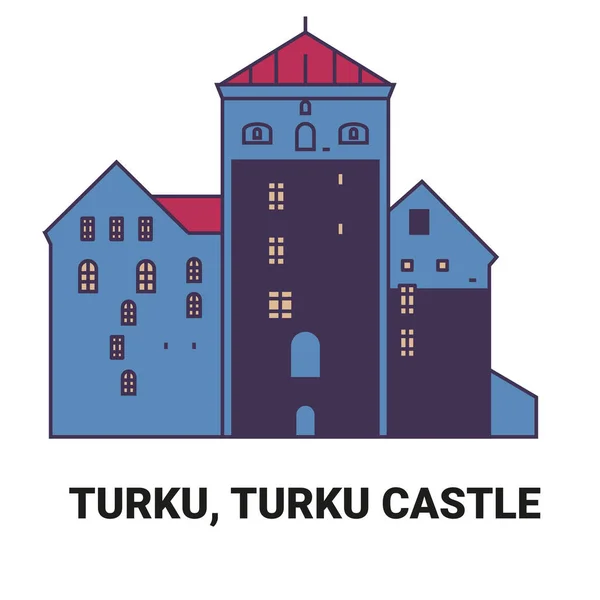 Finland Turku Turku Castle Travel Landmark Line Vector Illustration — Stock Vector