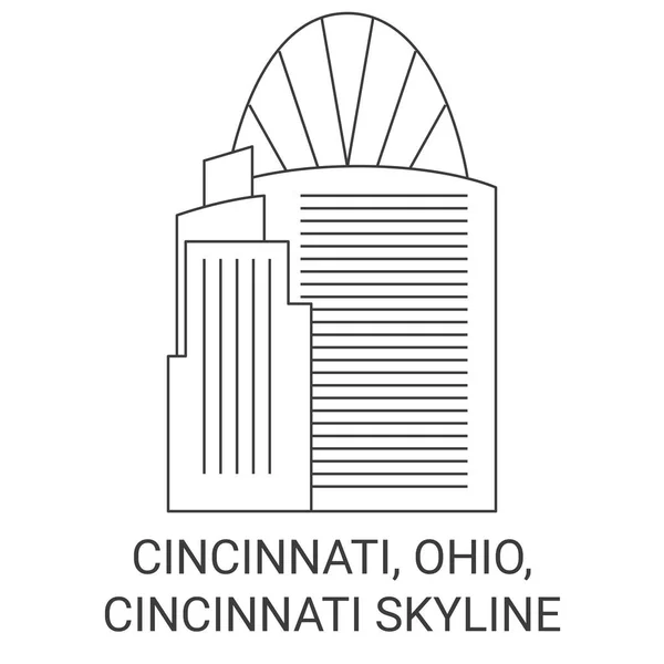 Ηνωμένες Πολιτείες Σινσινάτι Οχάιο Σινσινάτι Skyline Ταξίδια Ορόσημο Γραμμή Διανυσματική — Διανυσματικό Αρχείο