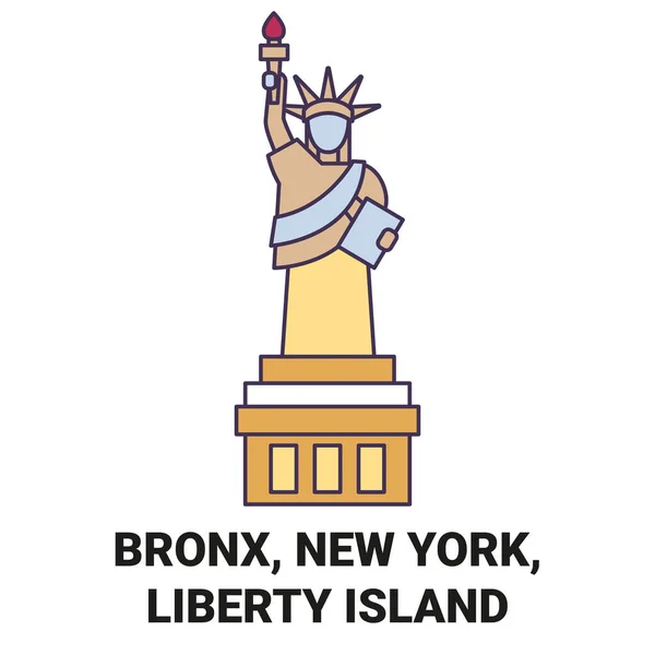 États Unis Bronx New York Liberty Island Illustration Vectorielle Ligne — Image vectorielle